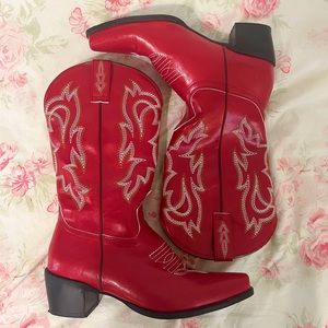 Red Embroidered Cowboy Boots WOMEN